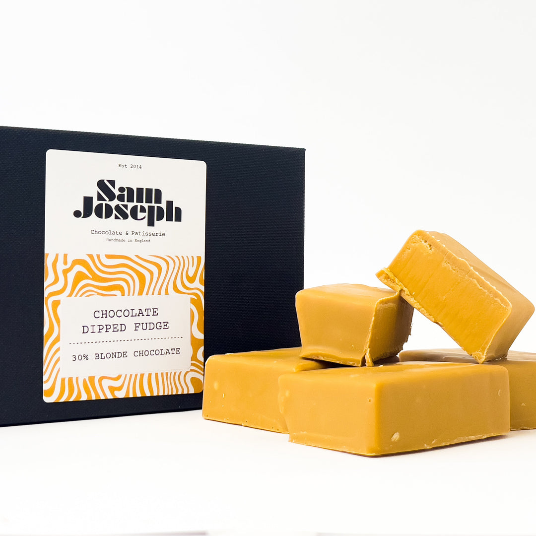 30% Blonde chocolate dipped fudge