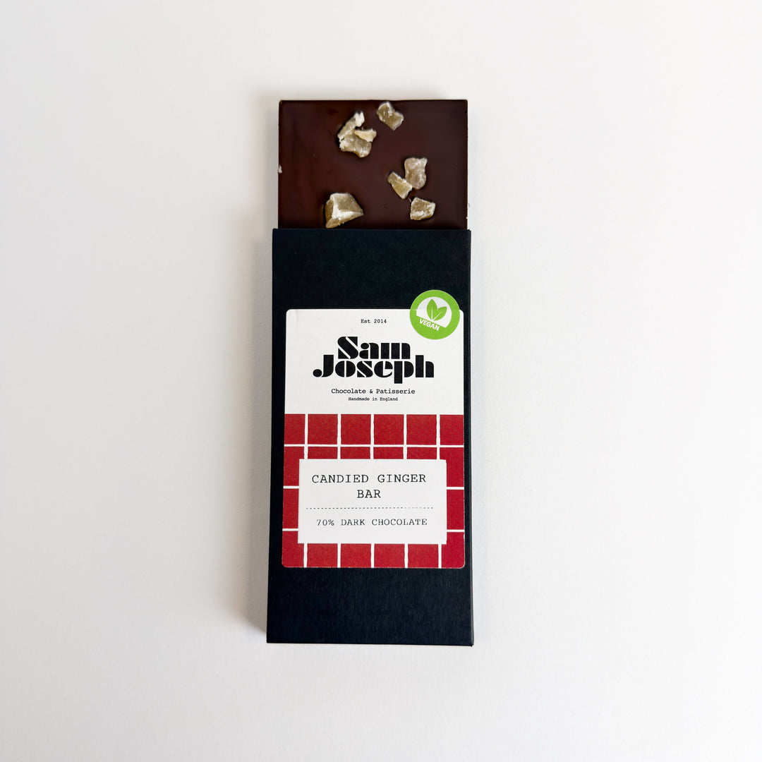 Candied ginger & dark chocolate bar